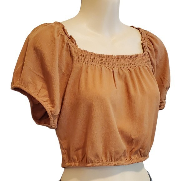 Pink Rose Women's Caramel Crop top Sz‎ Sm - Picture 2 of 8